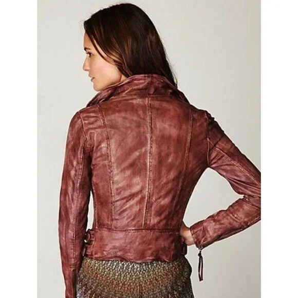 Free People Muubaa Distressed Leather Moto Biker Jacket 4| Indie Coastal Cowgirl - Picture 16 of 16